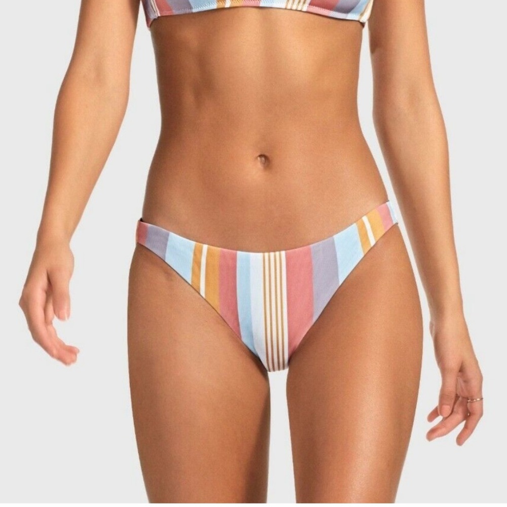 Vitamin A | Stripe Luciana Full Coverage Bikini Bottom | Rainbow
